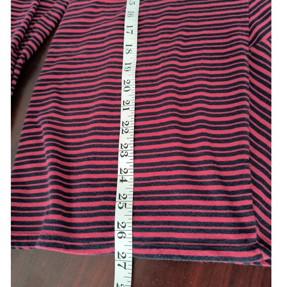 J.Jill Jersey Knit Tee Womens Size M Red Mixed Stripe Long Sleeve Pull Over Top - Picture 7 of 10